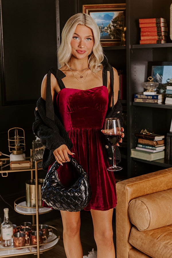 Let's Have A Toast Velvet Mini Dress in Wine Image - 1