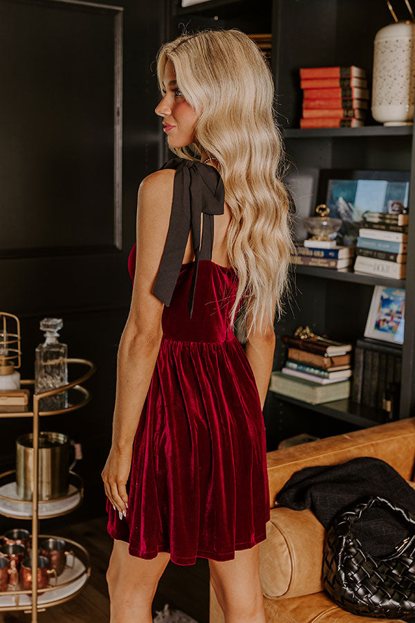 Let's Have A Toast Velvet Mini Dress in Wine Image - 4