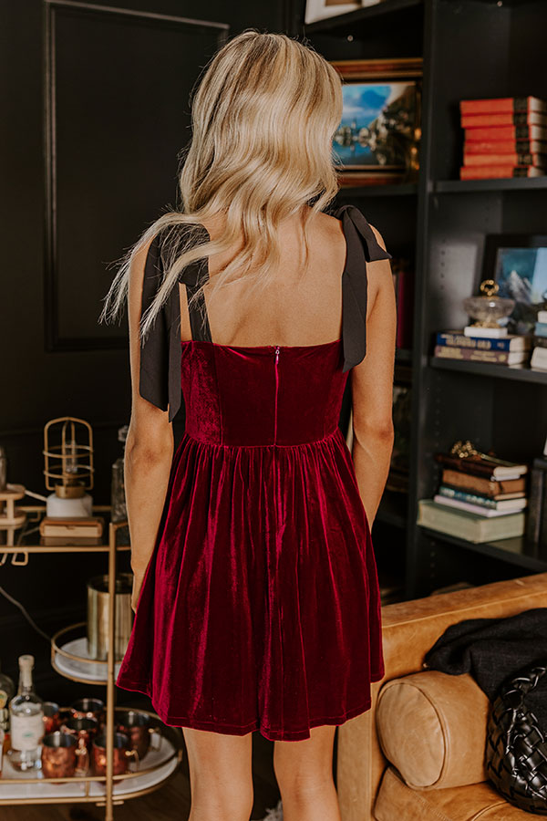 Let's Have A Toast Velvet Mini Dress in Wine Image - 5