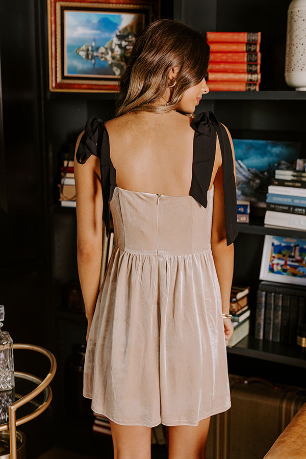 Let's Have A Toast Velvet Mini Dress in Champagne Image - 3