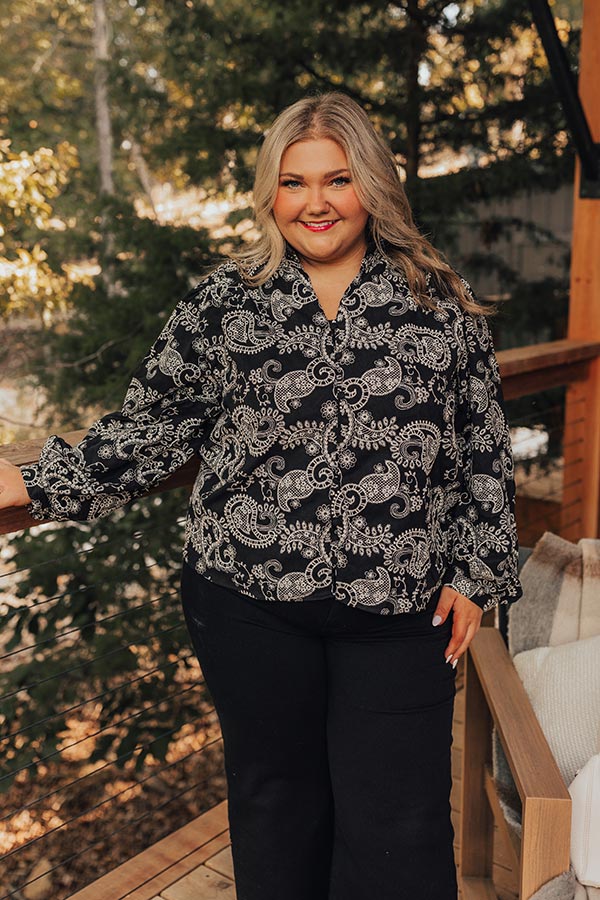 Wine Country Cutie Paisley Embroidered Top Curves Image - 3