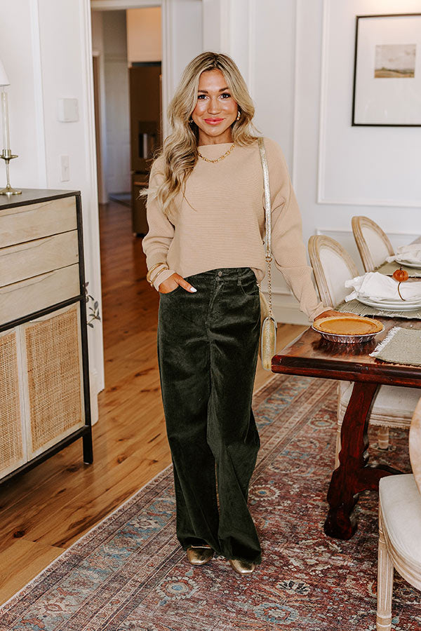 Cinnamon Chai Ribbed Sweater Top in Iced Latte Image - 2