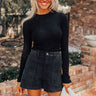 Simply Sweet Ribbed Top in Black Image - 1