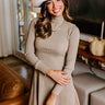Sweet Poetry Ribbed Mini Dress in Taupe Image - 1