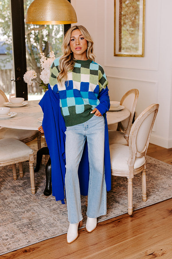 Vibe Check Knit Sweater in Hunter Green Image - 1