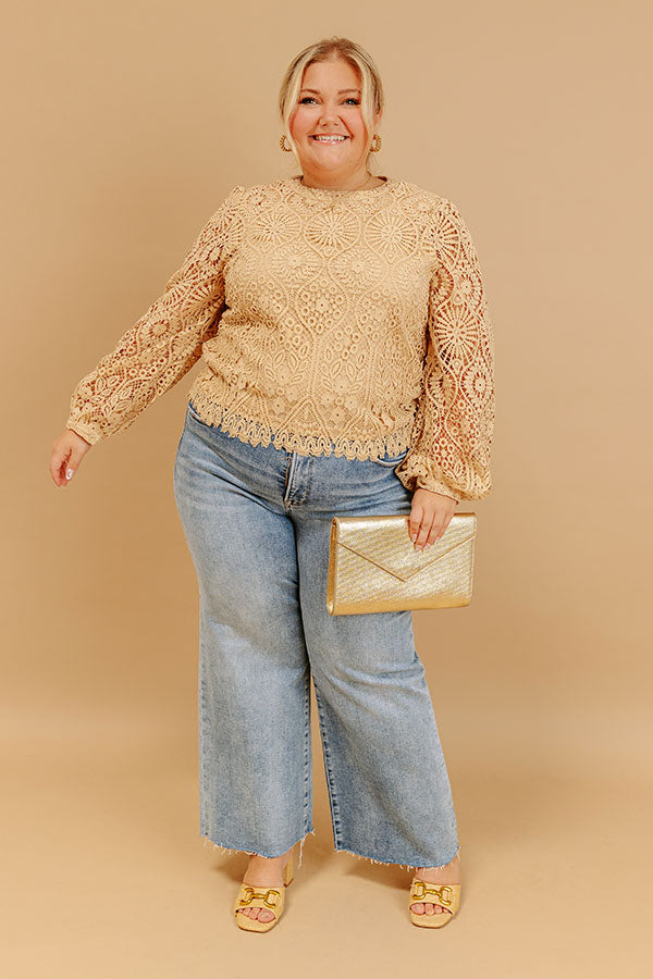 It's In The Details Crochet Top in Beige Curves Image - 1