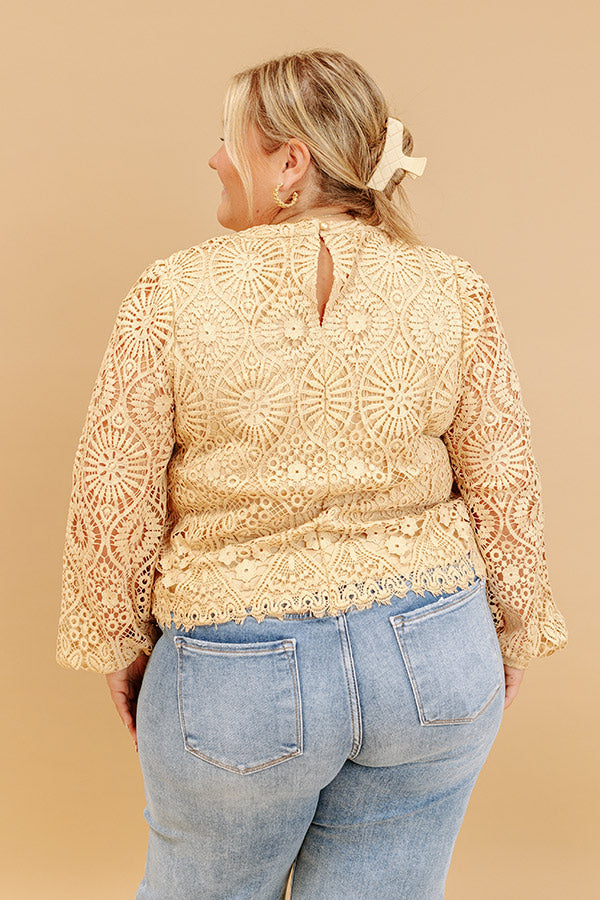 It's In The Details Crochet Top in Beige Curves Image - 4