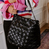 Chic Cityscape Faux Leather Woven Tote in Black Image - 1