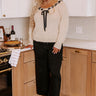 Soft Smile Eyelash Knit Sweater Top in Black Ribbon Curves Image - 1