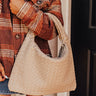 Street Style Faux Leather Woven Tote in Warm Taupe Image - 1