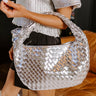Feeling Glam Woven Metallic Tote in Silver Image - 1