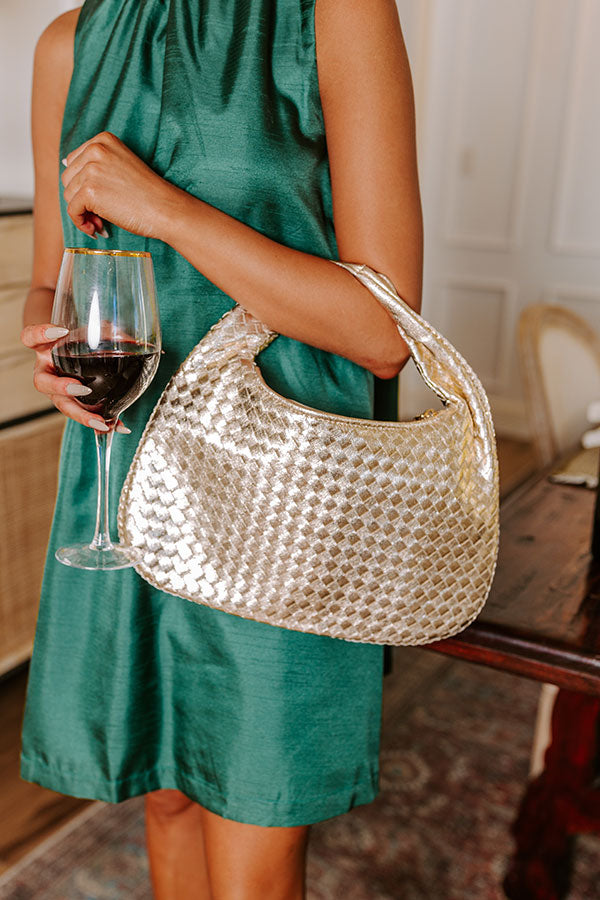Shine Bright Woven Metallic Purse in Gold
