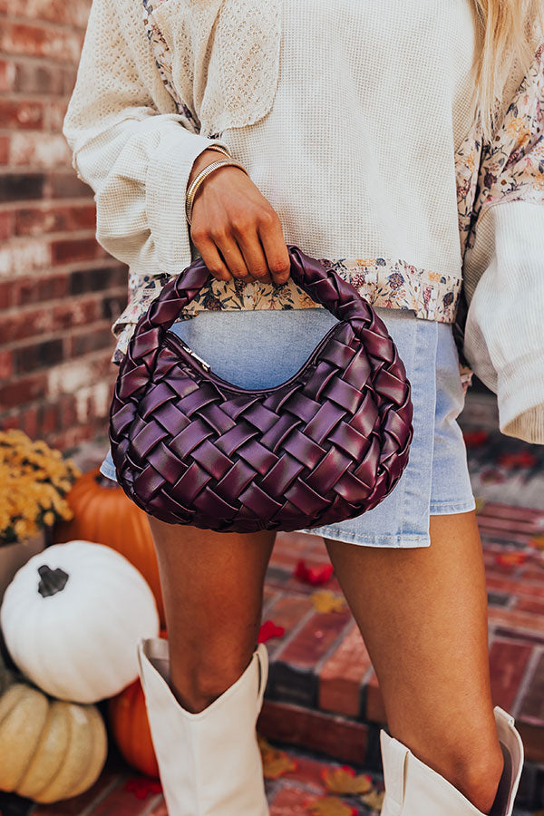 Vogue Views Faux Leather Woven Purse in Windsor Wine