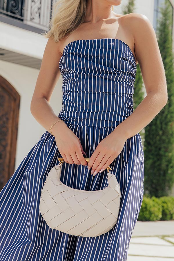 Easy To Style Faux Leather Woven Purse in Ivory