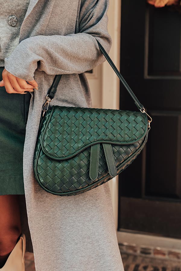 Good Vibes Faux Leather Woven Crossbody