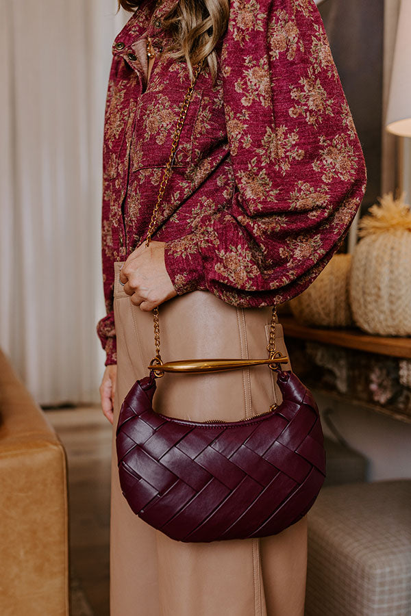 Easy To Style Faux Leather Woven Purse in Merlot