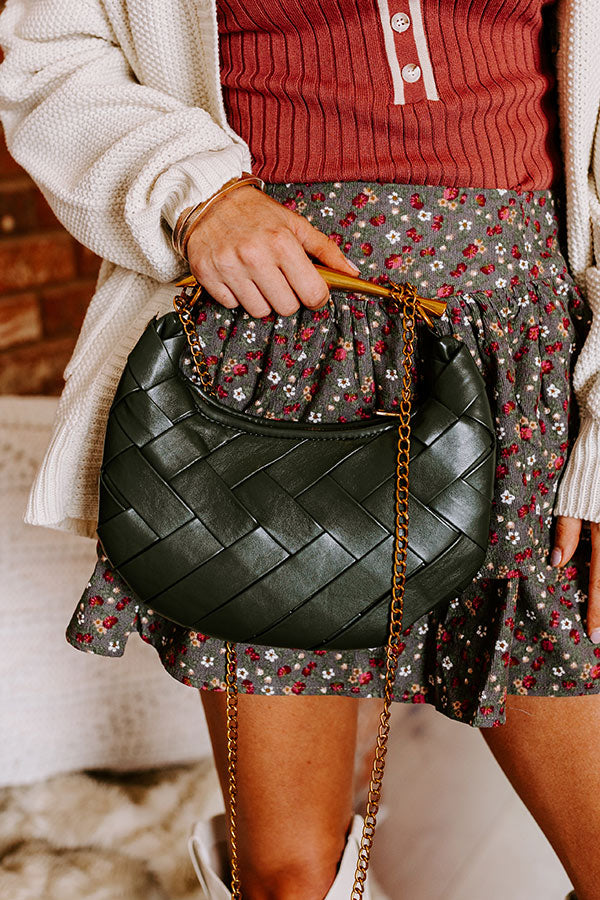 Easy To Style Faux Leather Woven Purse in Dark Olive Image - 1