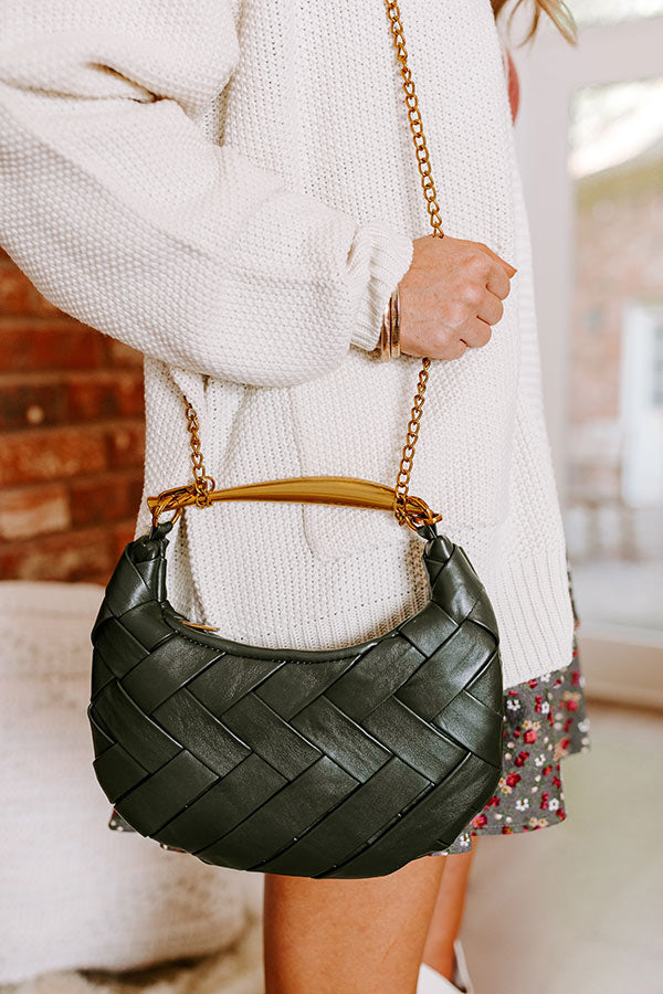 Easy To Style Faux Leather Woven Purse in Dark Olive Image - 2