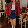 Cheerful Smile Plaid Blazer Curves Image - 1