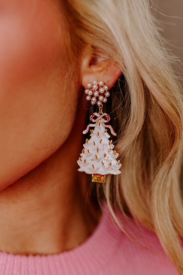 Oh Christmas Tree Earrings in White Image - 2
