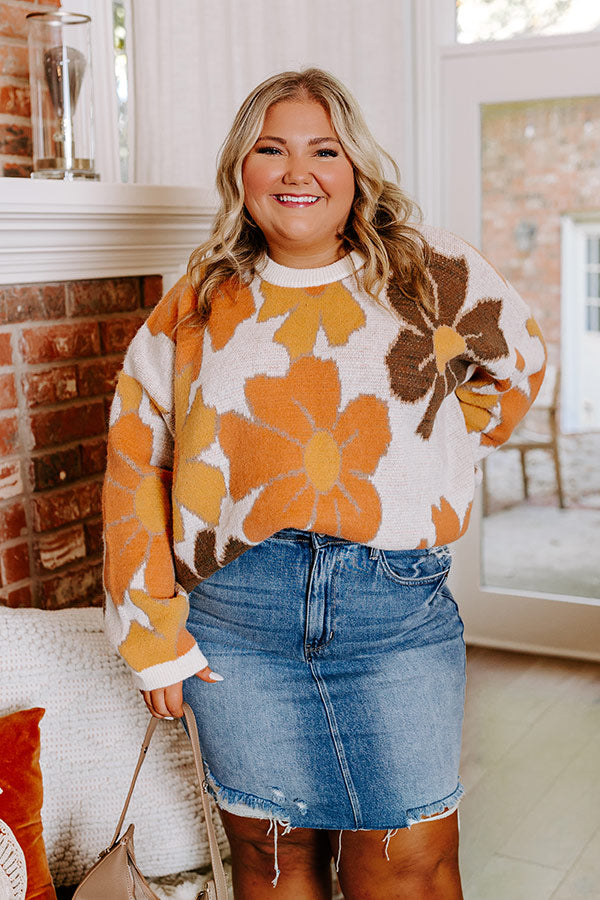 Falling For You Knit Floral Sweater Curves Image - 3