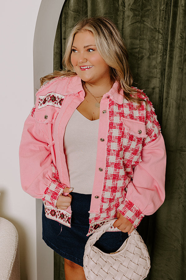 Sweet Perspective Color Block Tweed Jacket Curves Image - 4