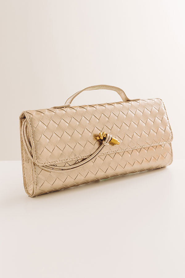 Exclusive Party Woven Metallic Purse in Gold