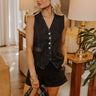 Sent To London Denim Vest Top in Black Image - 1