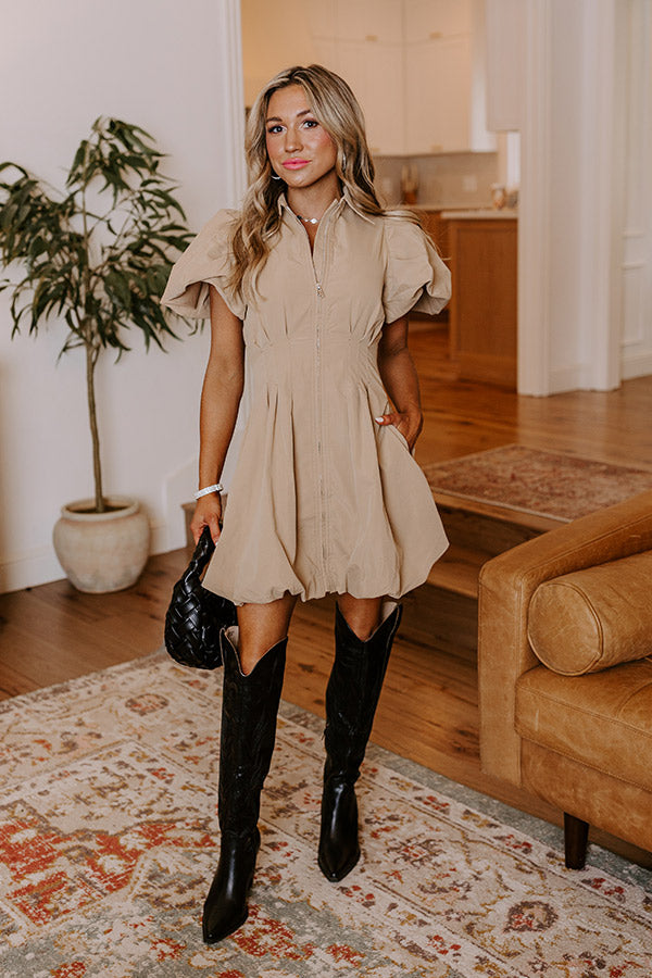 She's Unforgettable Mini Dress in Khaki Image - 2