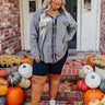 Campfire Stories Waffle Knit Button Up in Grey Curves Image - 1