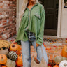 Campfire Stories Waffle Knit Button Up in Green Image - 1
