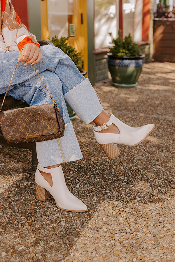 The Madelyn Faux Leather Bootie in Ivory Image - 1