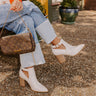 The Madelyn Faux Leather Bootie in Ivory Image - 1