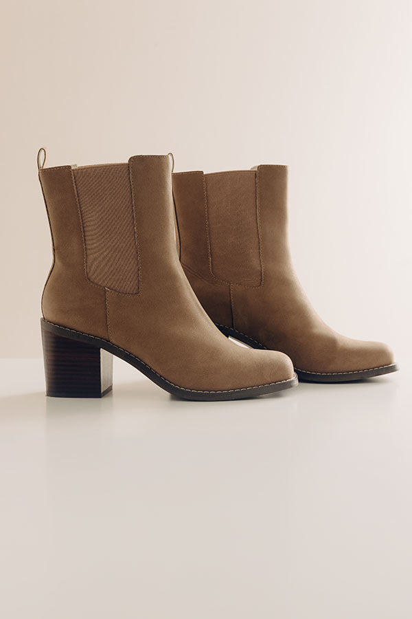 The Autumn Faux Nubuck Bootie in Taupe Image - 3