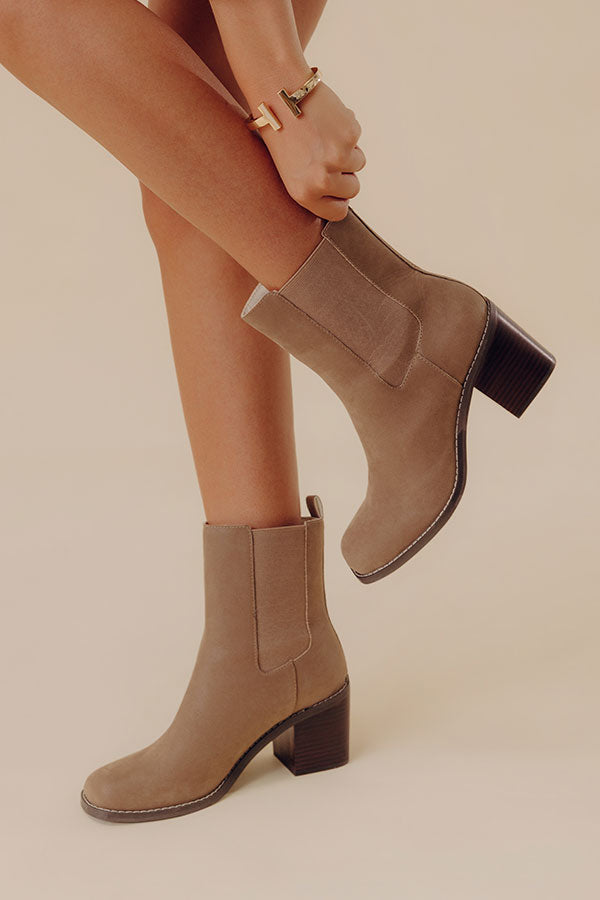 The Autumn Faux Nubuck Bootie in Taupe Image - 1