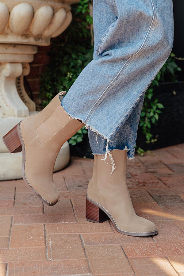 The Autumn Faux Nubuck Bootie in Taupe Image - 1