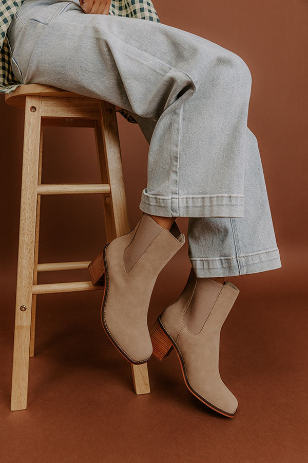 The Autumn Faux Nubuck Bootie in Iced Latte