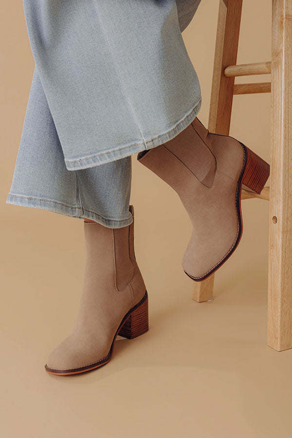 The Autumn Faux Nubuck Bootie in Iced Latte