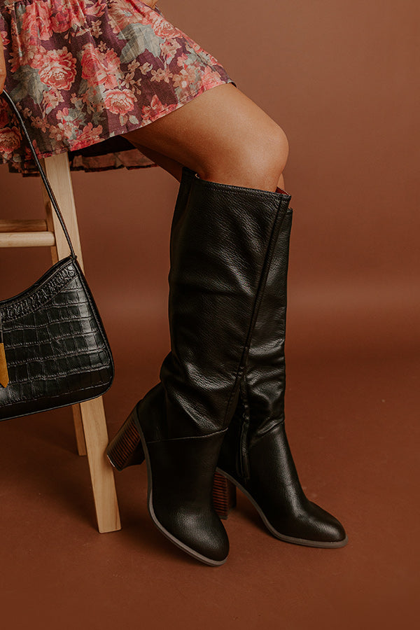 The Shiloh Faux Leather Knee High Boot In Black Image - 2