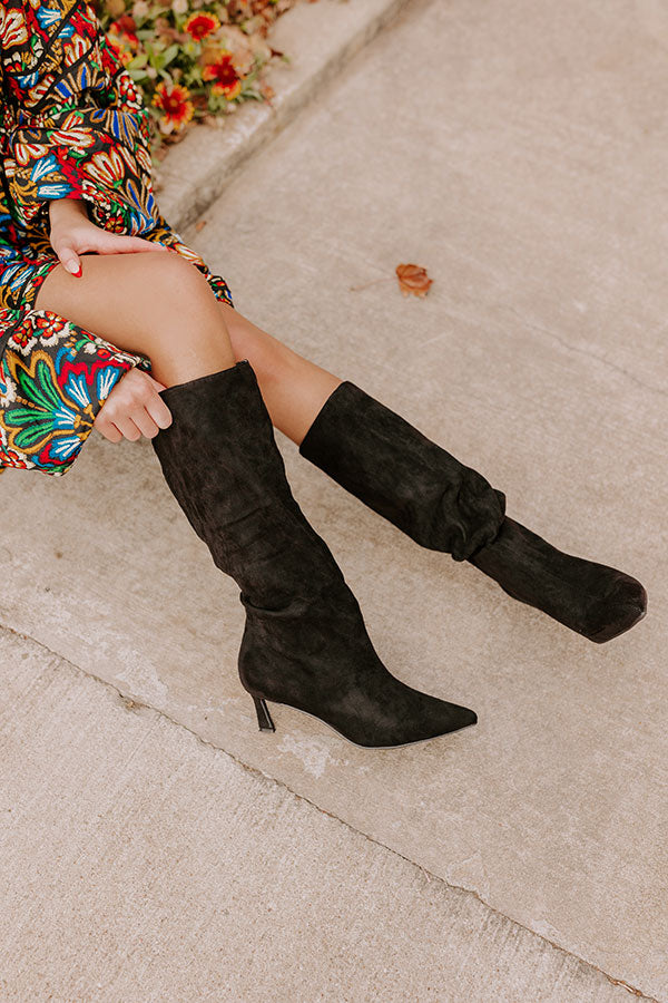 The Sadie Faux Suede Boot in Black Image - 3