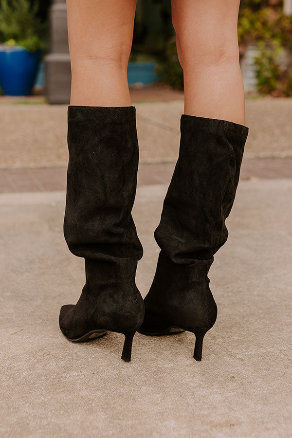 The Sadie Faux Suede Boot in Black Image - 5