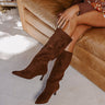 The Sadie Faux Suede Boot in Chocolate Image - 1