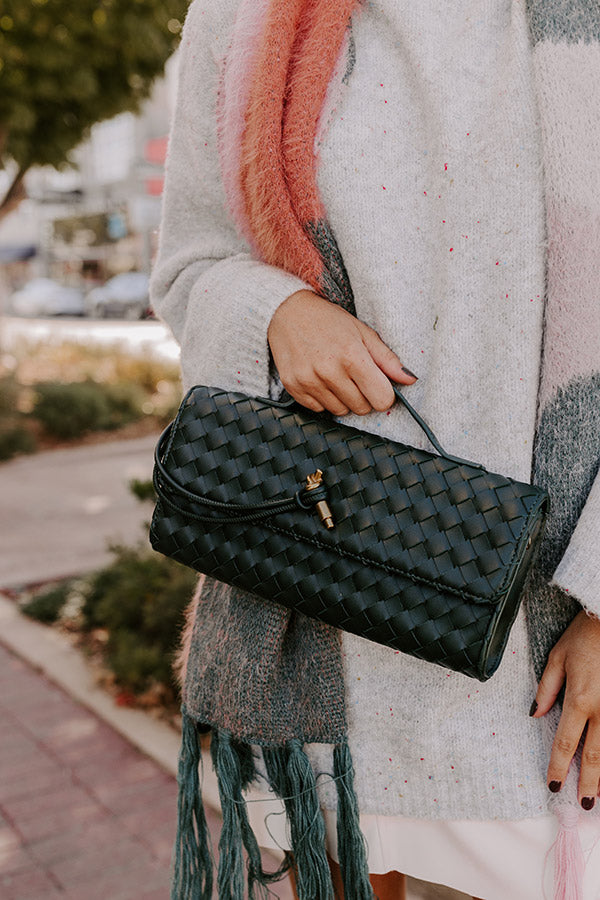 Exclusive Party Faux Leather Woven Purse in Forest