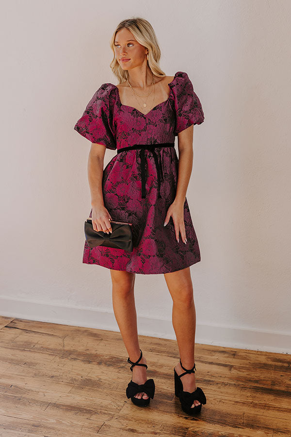 Posh Mindset Floral Jacquard Mini Dress Image - 2