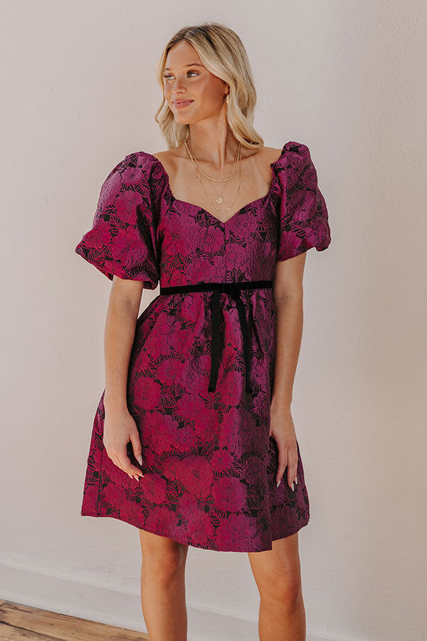 Posh Mindset Floral Jacquard Mini Dress Image - 3