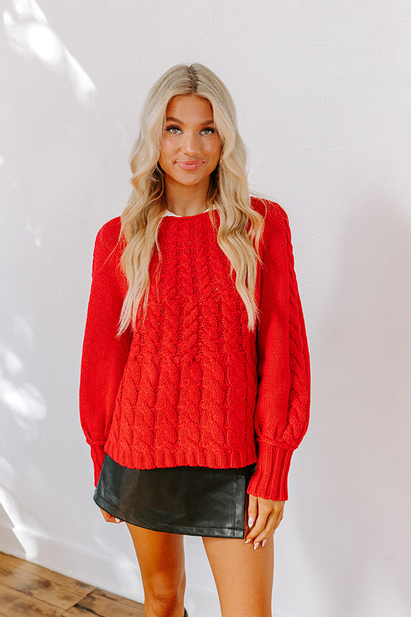 Cabin Parkway Cable Knit Sweater in Red Image - 2