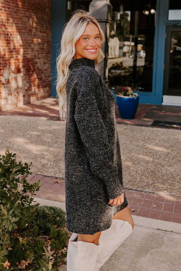 Oh So Cozy Knit Sweater Dress in Black Image - 3