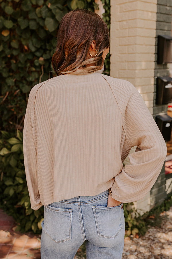 Casual Comforts Henley Top in Beige Image - 5