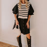 Sweet As Can Be Stripe Mini Dress in Black Image - 1