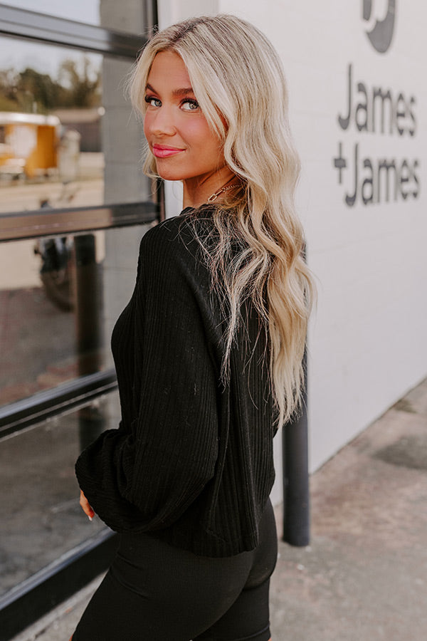 Casual Comforts Henley Top in Black Image - 3